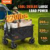 VEVOR Collapsible Folding Wagon, 150 L Beach Wagon Cart with All-Terrain Wheels, Heavy Duty Folding Wagon Cart Max 265 lbs with Drink Holders